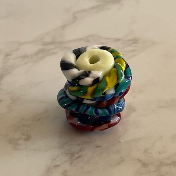 Inspiration Bead, Intention Bead, Handmade Melted Glass Prayer Bead Multicolored - Picture 3 of 8